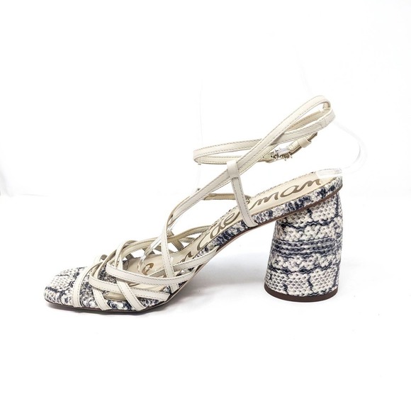 Sam Edelman Womens 10 Sandals Daffodil Snake Strappy Leather Open Toe Block Heel - Picture 2 of 8